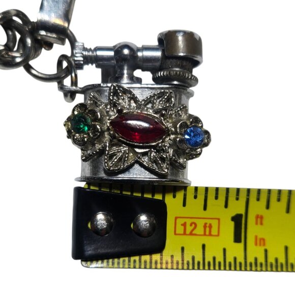 Vintage Bracelet Miniature Lighter Charm With Jeweled Embellishments - Picture 5 of 16